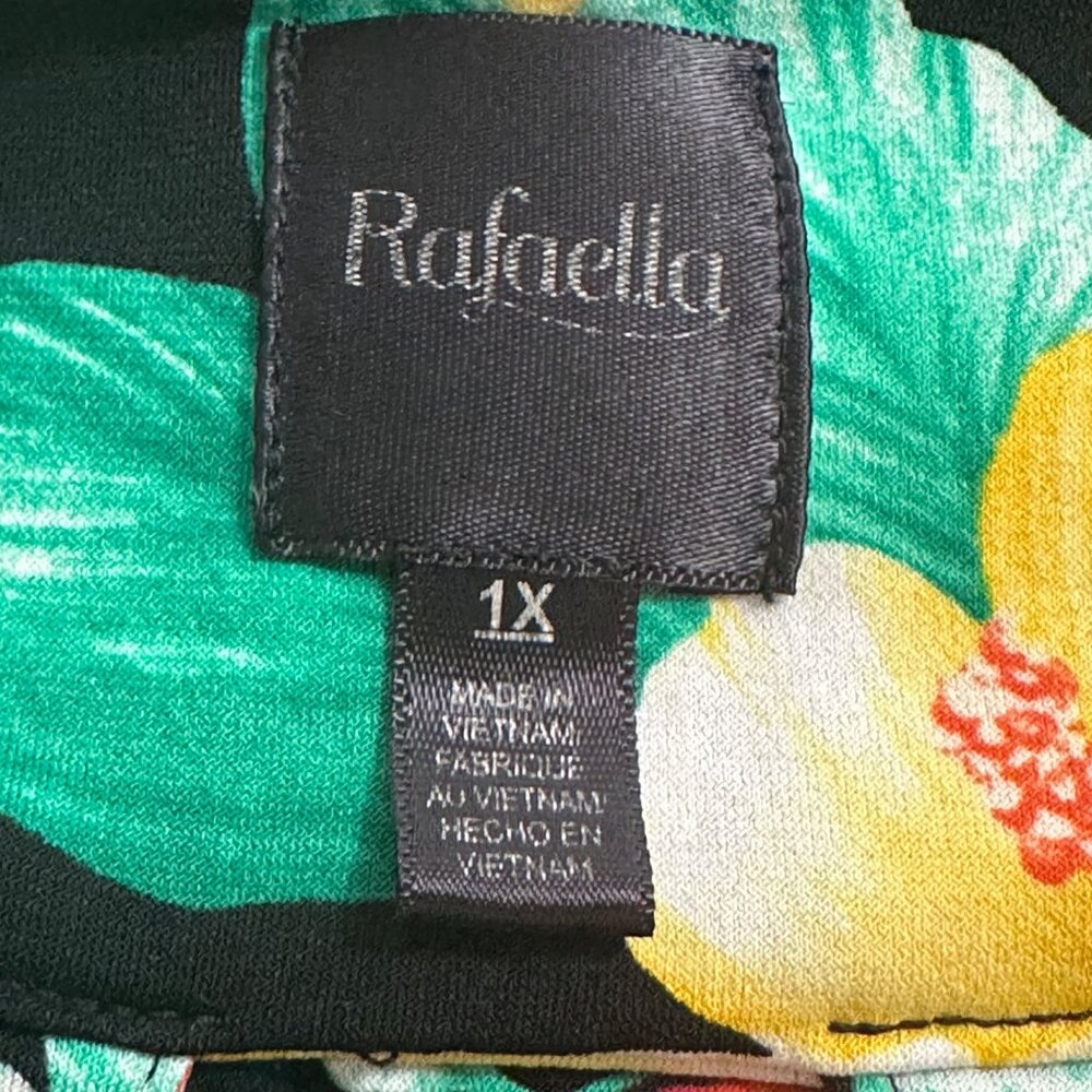 Rafaella Womens Dark Floral Keyhole Back Asymmetric Hem Top 1X Dark Fairy Whimsy - Picture 4 of 8